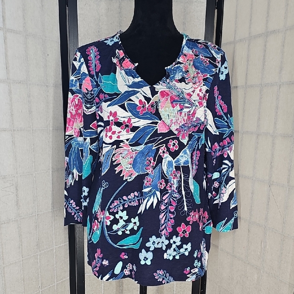 Chico's Multicolor Floral Blouse Size Large - Picture 1 of 5